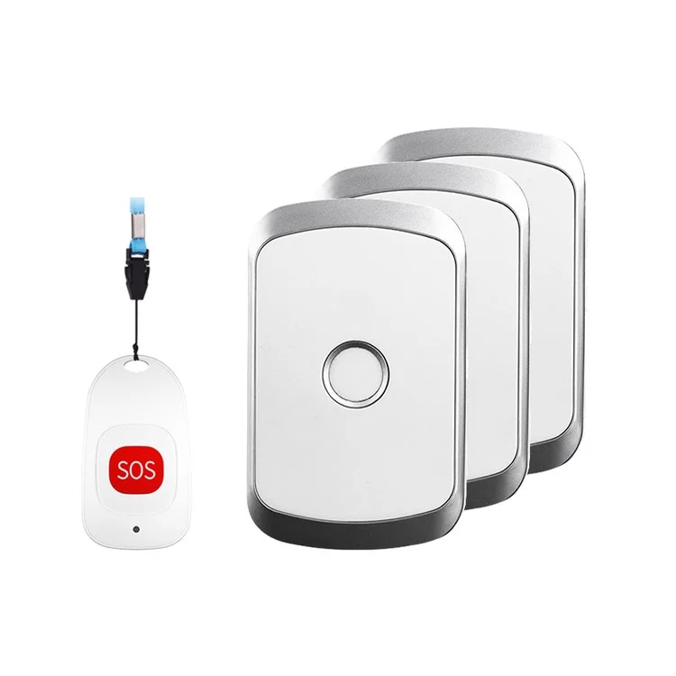 C20 Беспроводной Уход За Беспроводным Уходом Pager Smart Call System С 1 Кнопкой Вызова SOS И 3 Приемниками. - Серебряный