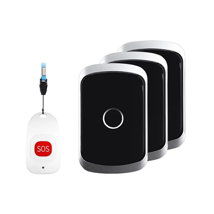 C20 Sistema Di Chiamate Intelligenti Per Caregiver Wireless Caregiver Con 1 Pulsante Di Chiamata SOS E 3 Ricevitori Nurse Chiamate Avviso Pulsante Aiuto Per Il Paziente Plug Eu - Nero