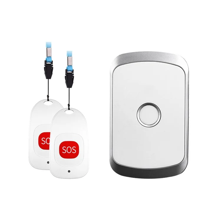 C20 Caregiver Call Button EU Plug Wireless Emergency SOS Smart Doorbell  Nurse Call Bell 2 Call Buttons and 1 Receiver for Elderly at Home - Silver