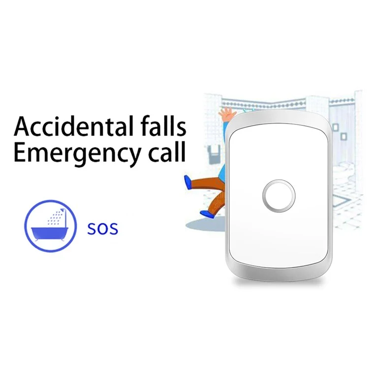 C20 Smart Home Wireless Wireless Elder Emergency Alarming Eu Plug 80M Ricevitore Di Chiamata Di Emergenza Remoto 2 E 2 Pulsanti Di Chiamata - D'argento