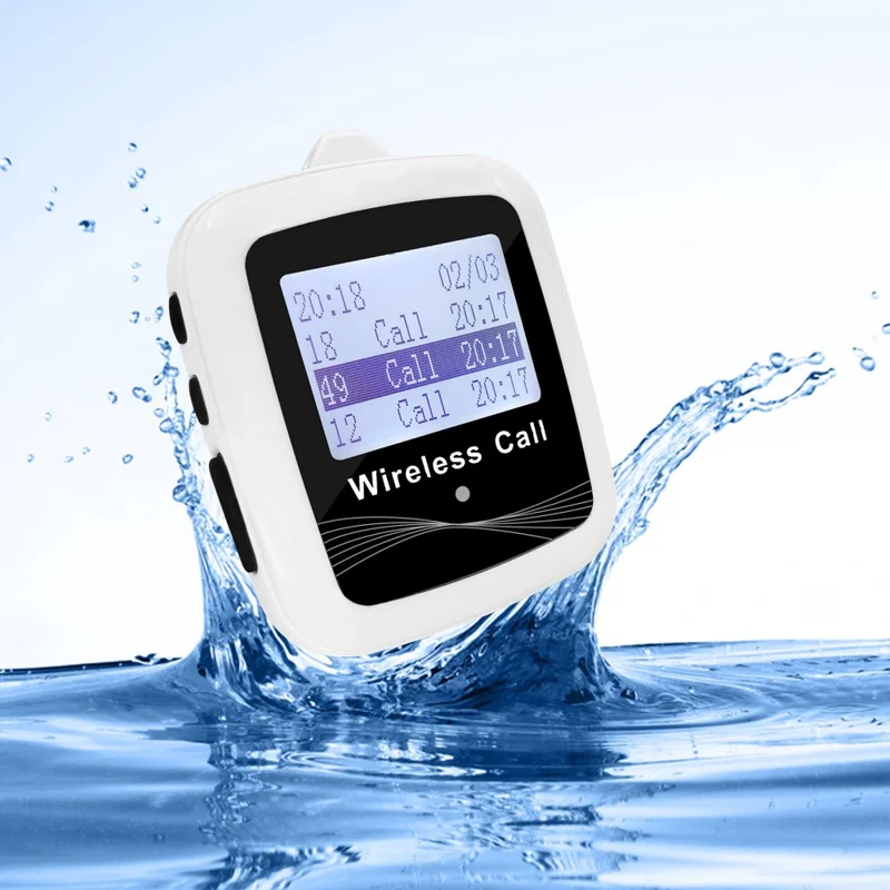 CTW07 EU Plug Wireless Elderly Emergency Alert Bell System with 5 SOS Call Buttons and 1 Digital Screen Receiver - Black