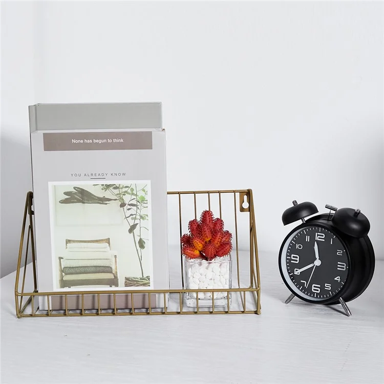 956 Living Room Bathroom Wall Storage Rack Iron Wall Mounted Shelf Holder, Size S - Gold