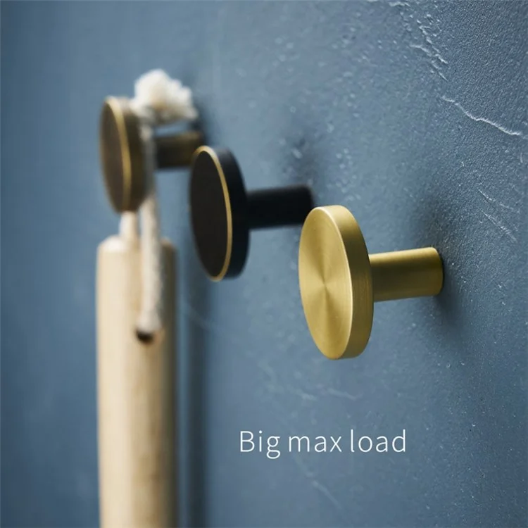 TA-00081 Medium Round Hook Towel Coat Clothes Holder Modern Bathroom Accessories Utility Wall Mounted Hanger (with Screws) - Gold / Black