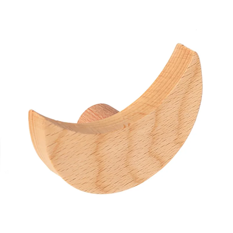 Beech Wood Hook Children's Room Hanger Easy Installation Hanging Tool Home Decor for Coat Sock Towel - Moon