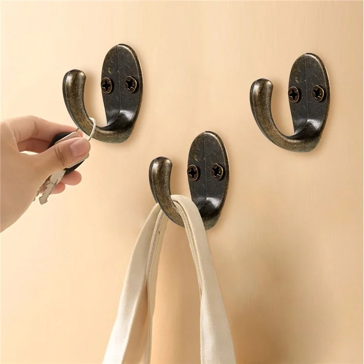 C23 Vintage Zinc Alloy Door Wall Hanging Hook Clothes Hat Towel Bag Hanger Hook (with Screws)