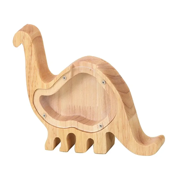 Creative Wooden Animal Piggy Bank Transparent Animal Coin Collect Box Piggy for Kids Gift - Large Tanystropheus