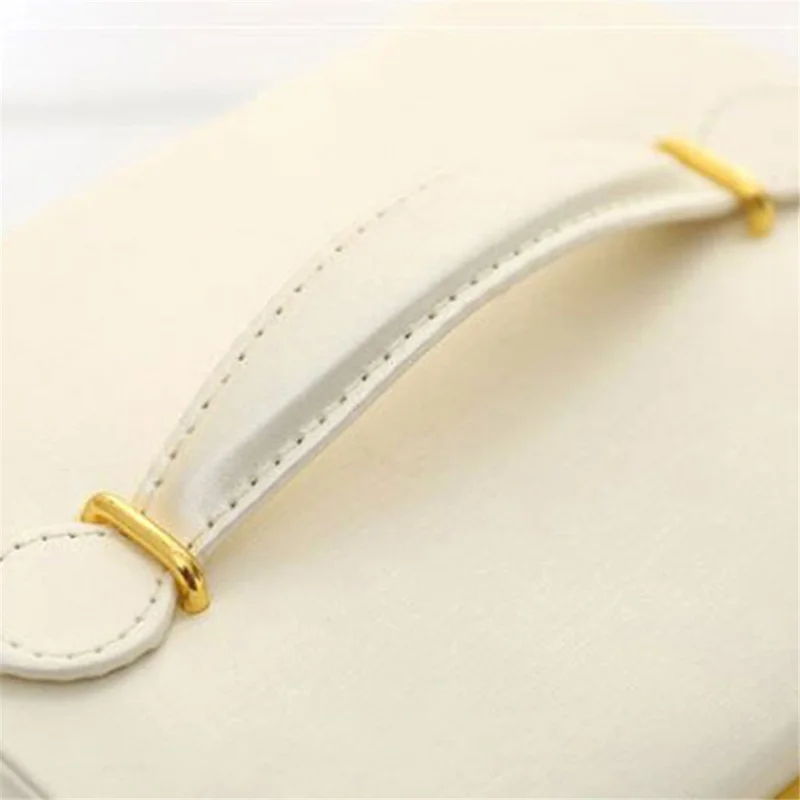 sp01111 Jewelry Box Organizer Three-layer PU Leather Earring Rings Storage Display Case with Mirror and Key - Orange