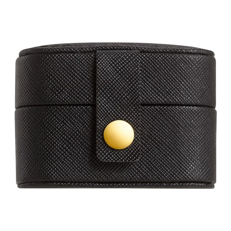 sp01244 Travel Jewelry Box Storage Organizer Square PU Leather Small Jewelry Case for Rings Earrings - Black