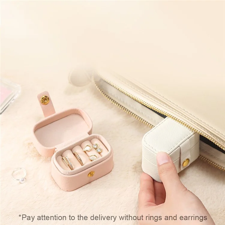 sp01244 Travel Jewelry Box Storage Organizer Square PU Leather Small Jewelry Case for Rings Earrings - Black