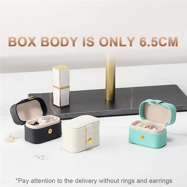 sp01244 Travel Jewelry Box Storage Organizer Square PU Leather Small Jewelry Case for Rings Earrings - Black