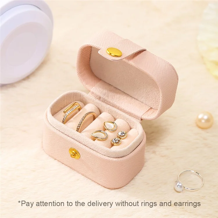 sp01244 Travel Jewelry Box Storage Organizer Square PU Leather Small Jewelry Case for Rings Earrings - Black