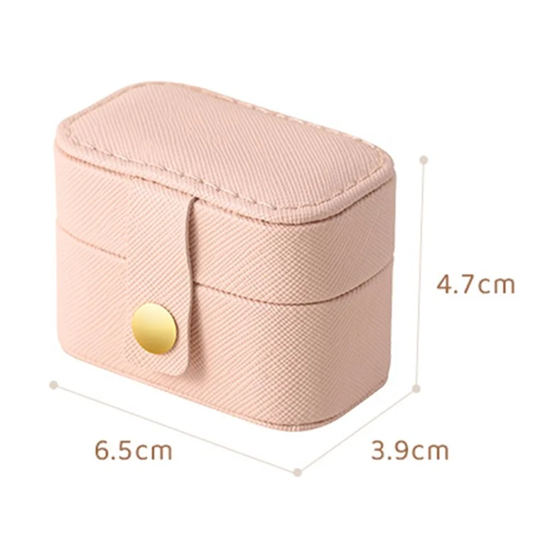 sp01244 Travel Jewelry Box Storage Organizer Square PU Leather Small Jewelry Case for Rings Earrings - Black