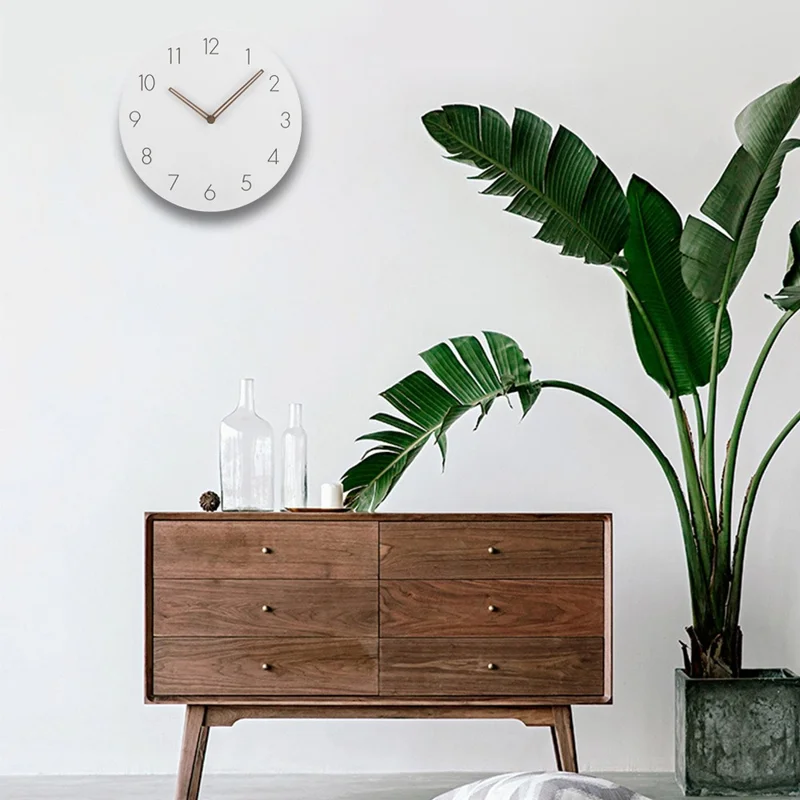 29cm MDF Wood Wall Clock Silent Non Ticking Wall Clock for Home Living Room Bedroom - Scale