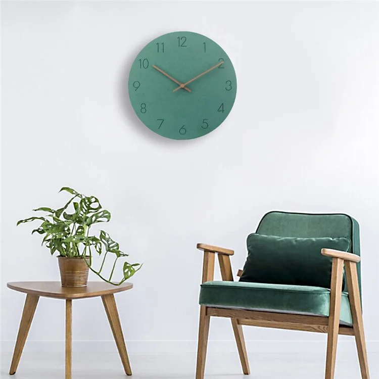 Orologio da parete stile nordico 29x29cm Orologio da parete in legno rotondo e silenzioso per soggiorno, camera da letto, cucina (tipo A) - Verde