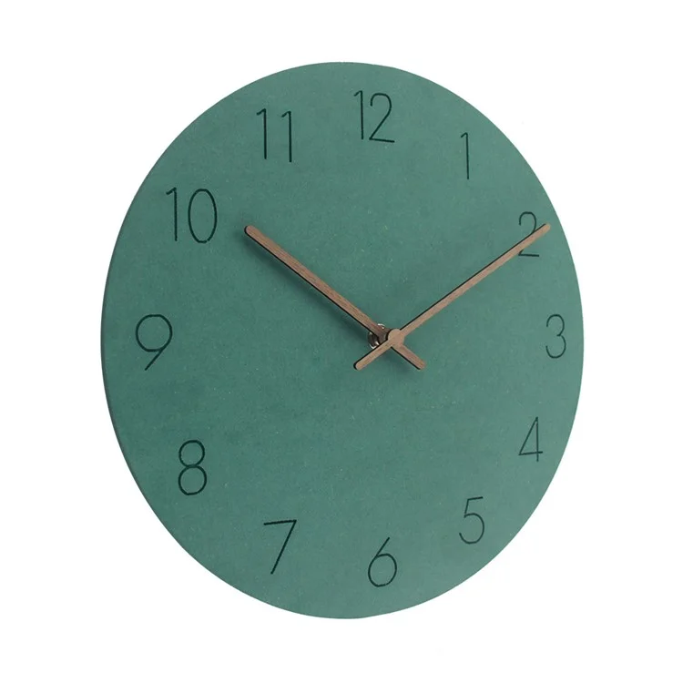 Orologio da parete stile nordico 29x29cm Orologio da parete in legno rotondo e silenzioso per soggiorno, camera da letto, cucina (tipo A) - Verde