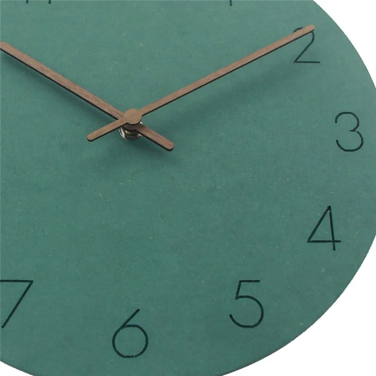 Orologio da parete stile nordico 29x29cm Orologio da parete in legno rotondo e silenzioso per soggiorno, camera da letto, cucina (tipo A) - Verde