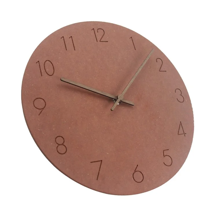 Relógio de parede estilo nórdico de 29x29 cm, design criativo e redondo, relógio de madeira silencioso para sala de estar, quarto, cozinha (Tipo A) - Marrom