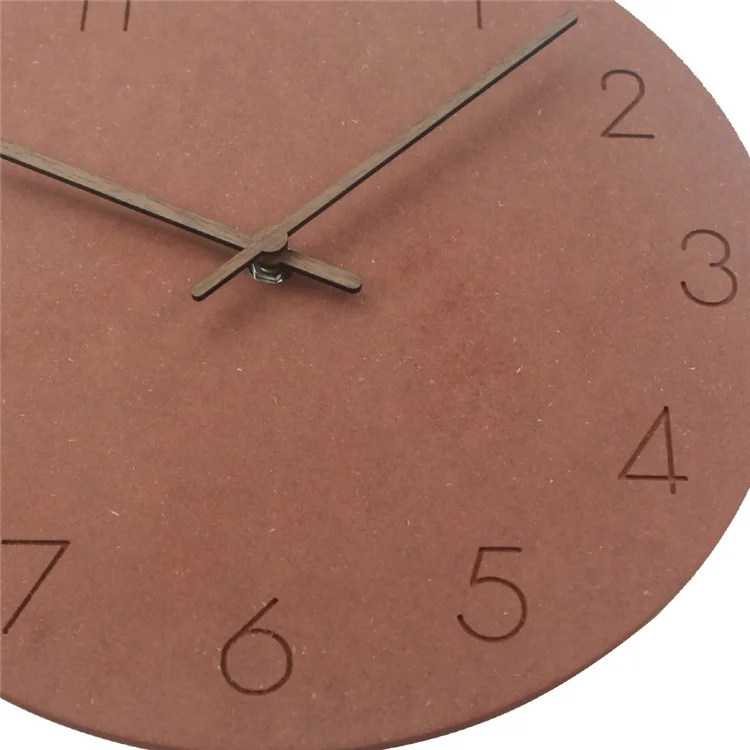 29x29cm Nordic Style Wall Clock Kreative Runde Stille Holzuhr Für Wohnzimmer, Schlafzimmer, Küche (ein Typ) - Braun