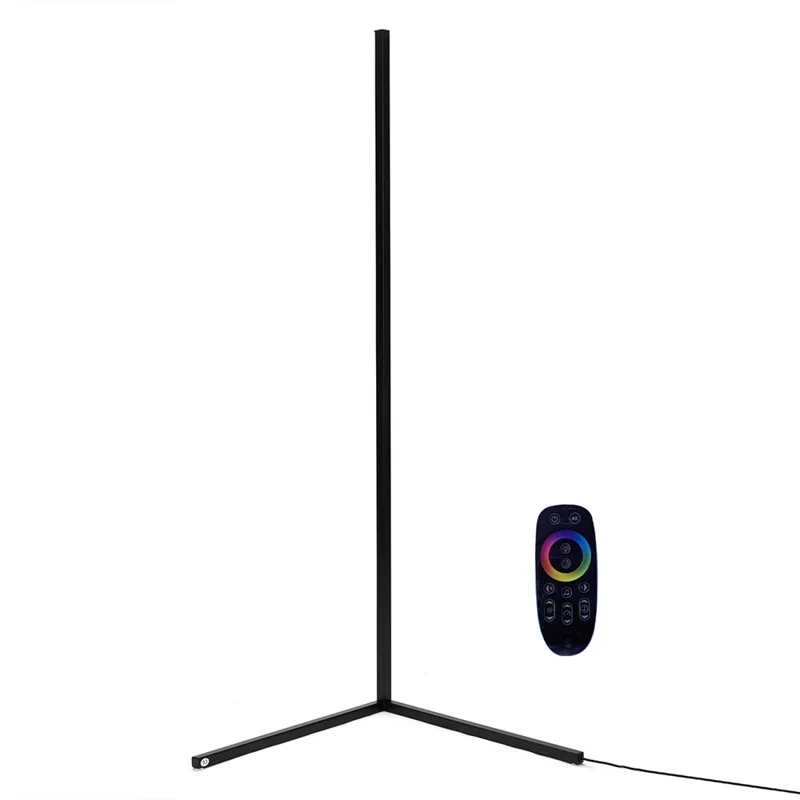 DH-L1004 1.12m RGB LED Corner Floor Lamp Dimmable Corner Light with Bluetooth-compatible APP and Touch Remote Control - Black / EU Plug