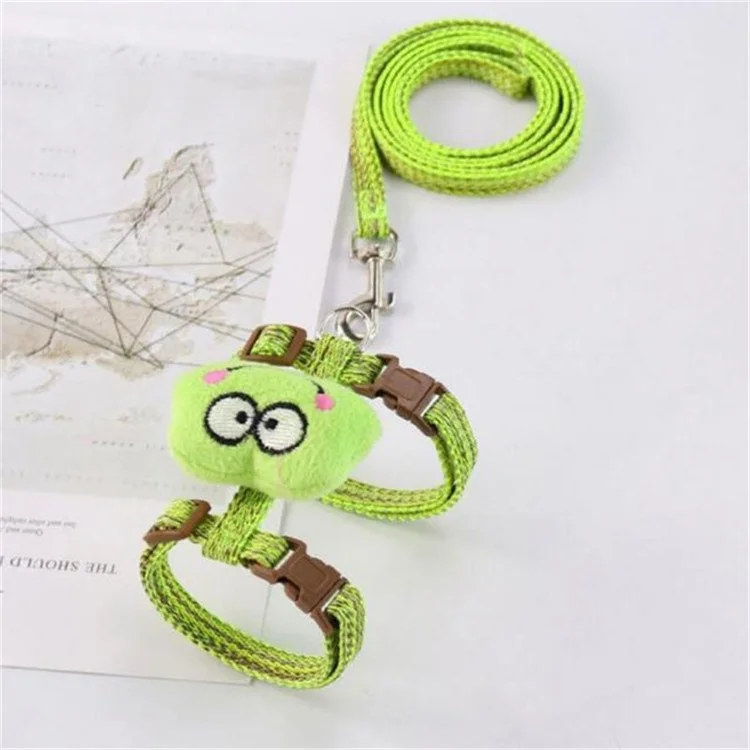 Taille M Cartoon Décor Animal Réglable Chau Cat Marche de Marche Leash Nylon Pet Harness Lash - Vert