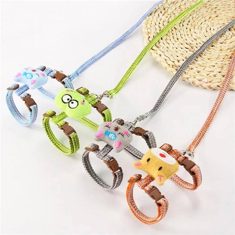 Taille M Cartoon Décor Animal Réglable Chau Cat Marche de Marche Leash Nylon Pet Harness Lash - Vert