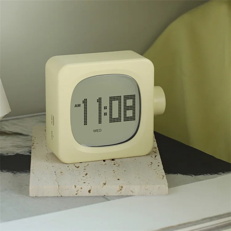MUID H-CL-04 Smart Square Alarm Clock Bedside LED Wake-Up Night Light Desktop Digital Table Snooze Clock Home Decor - Yellow