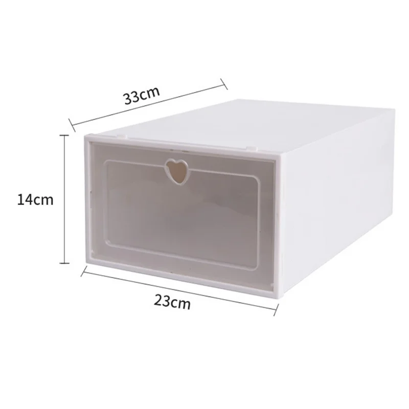 Shoes Storage Box Transparent PP Thickened Stackable Shoes Organizer Container with Lid, Size L - White Round Hole
