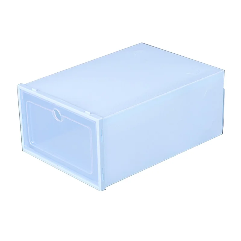 Shoes Storage Box Transparent PP Thickened Stackable Shoes Organizer Container with Lid, Size L - Blue Round Hole