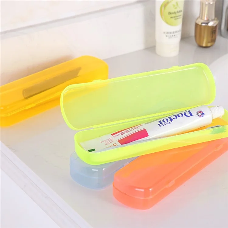 Travel Portable Toothbrush Toothpaste Storage Box Transparent Plastic Empty Protective Case - Pink