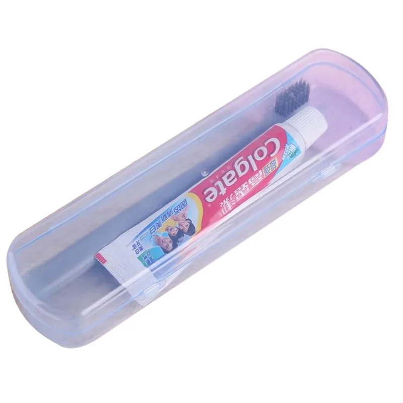 Custodia Porta-Spazzolino da Viaggio Trasparente in Plastica Vuota - Blu