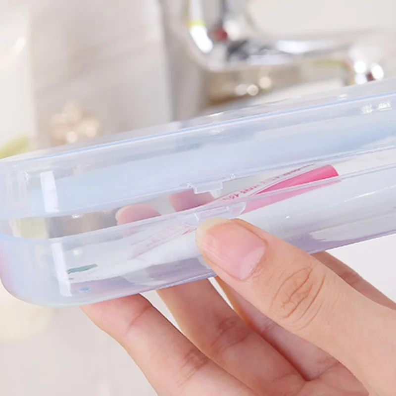 Custodia Porta-Spazzolino da Viaggio Trasparente in Plastica Vuota - Blu