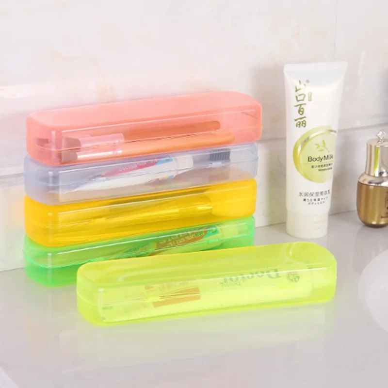 Custodia Porta-Spazzolino da Viaggio Trasparente in Plastica Vuota - Blu