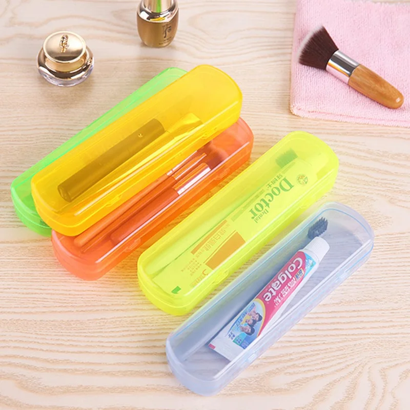 Custodia Porta-Spazzolino da Viaggio Trasparente in Plastica Vuota - Blu
