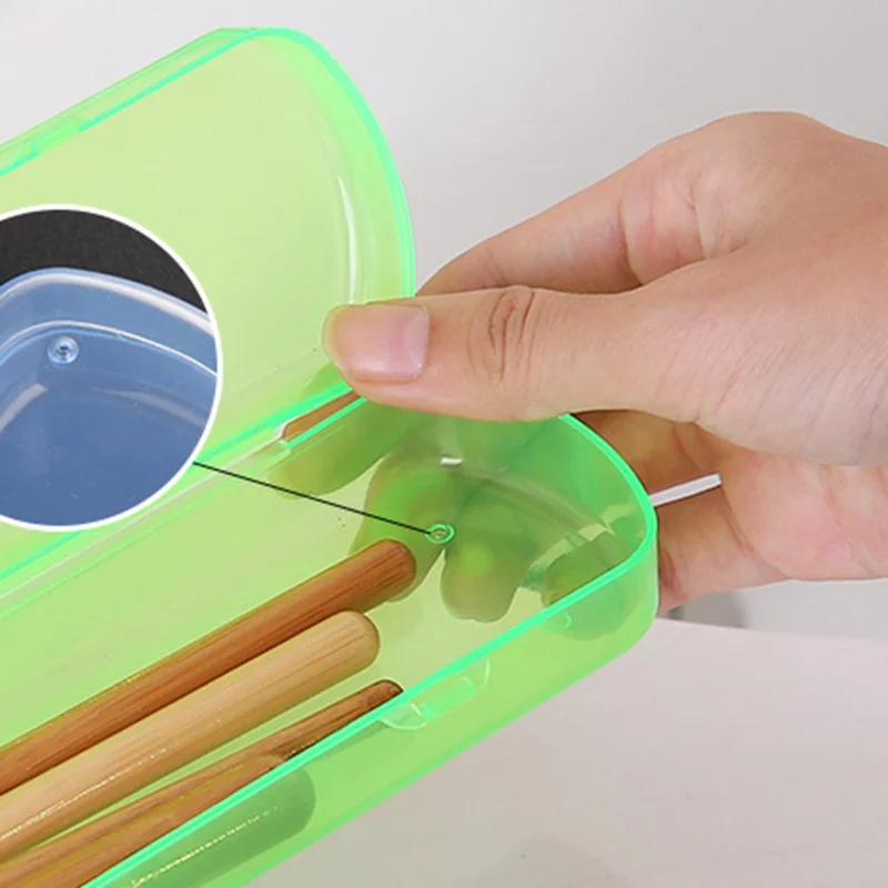 Custodia Porta-Spazzolino da Viaggio Trasparente in Plastica Vuota - Blu