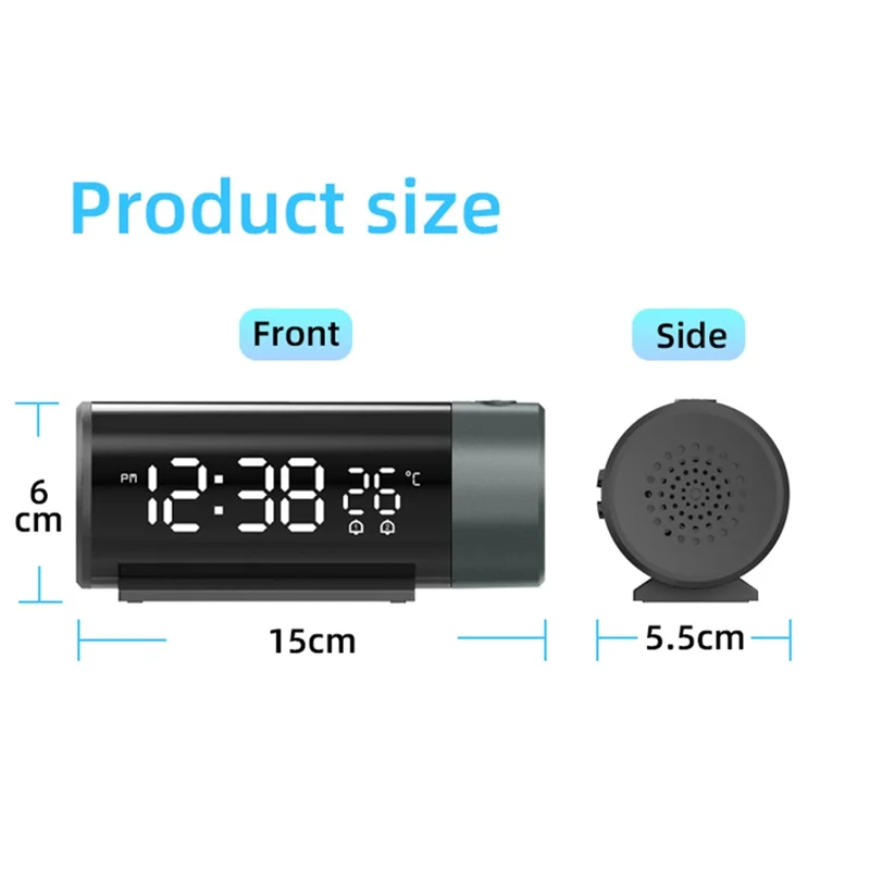 1006 Multifunctional Dual Alarm Clock Time / Temperature Projection LED Screen Digital Clock