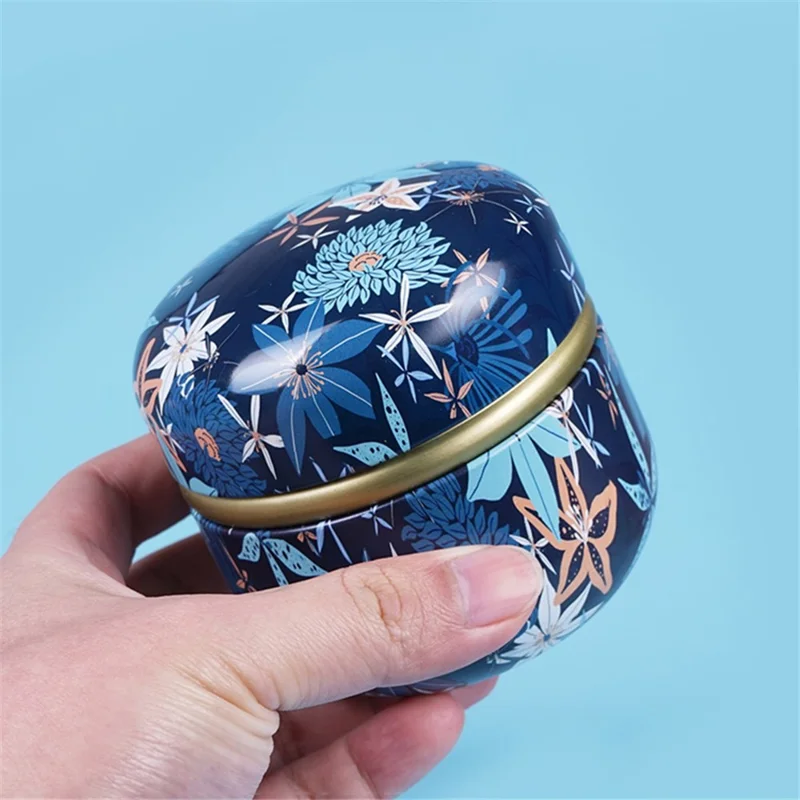 Round Tinplate Camellia Jar Tea Leaf Scented Tea Powder Puff Storage Jar - Romantic Sakura