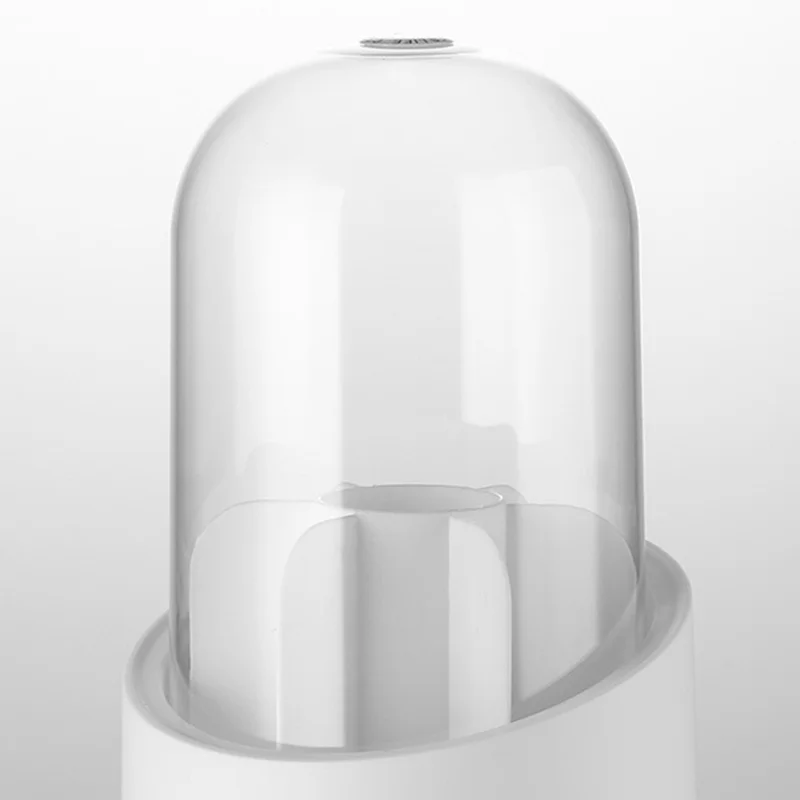 360 Degree Rotating Makeup Brush Holder with Lid Dustproof Clear Makeup Brush Organizer Container - White