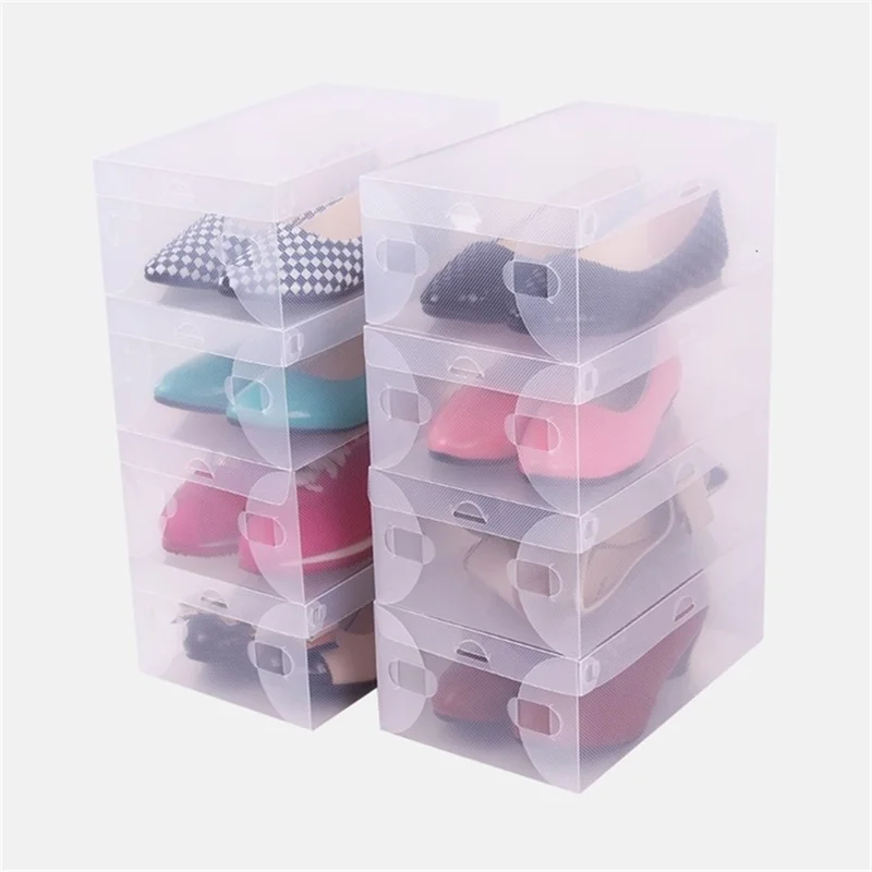 6Pcs Shoe Storage Boxes Clear Plastic Thickened Shoe Storage Containers Stackable Shoe Organizer, Size L (for Man)
