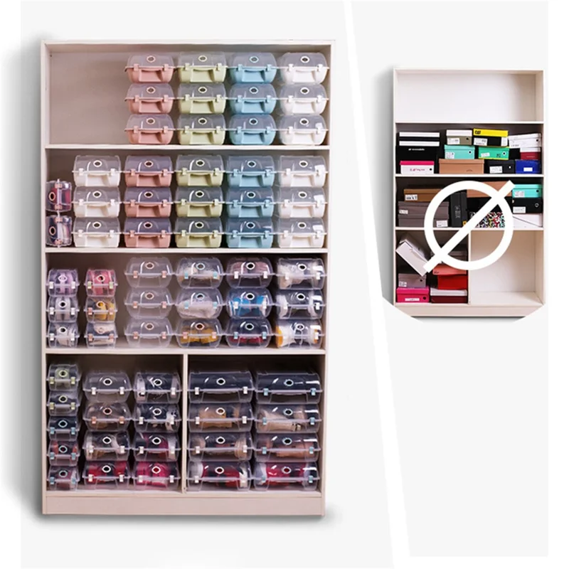 4PCS Thickened Shoe Organizer Clear Design Plastic Storage Box Shoe Rack Holder for Home, Size: L - Pink