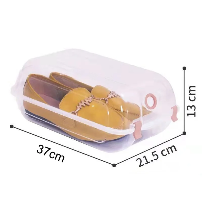 Dustproof Thickened Shoe Storage Box Home Shoe Organizer Transparent Plastic Organization Bin Case, Size: L - Pink