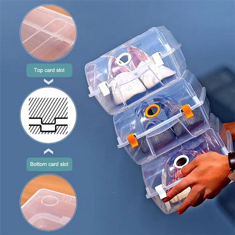 Dustproof Thickened Shoe Storage Box Home Shoe Organizer Transparent Plastic Organization Bin Case, Size: L - Pink