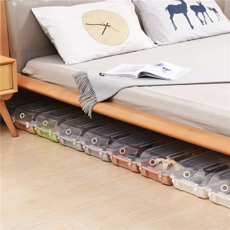 Home Closet Plastic Shoe Storage Case Transparent Shoe Organizer Box Organizer, Größe: M - Weiß