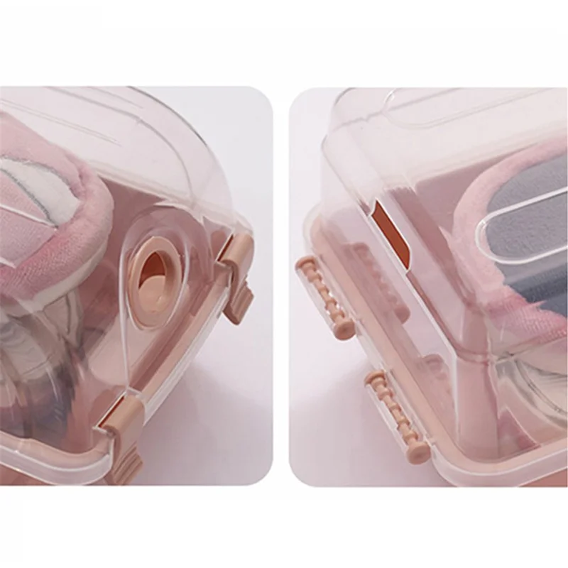 Thickened Shoe Organizer Transparent Plastic Shoe Storage Box for Home Closet Shelf, Size: S - Blue