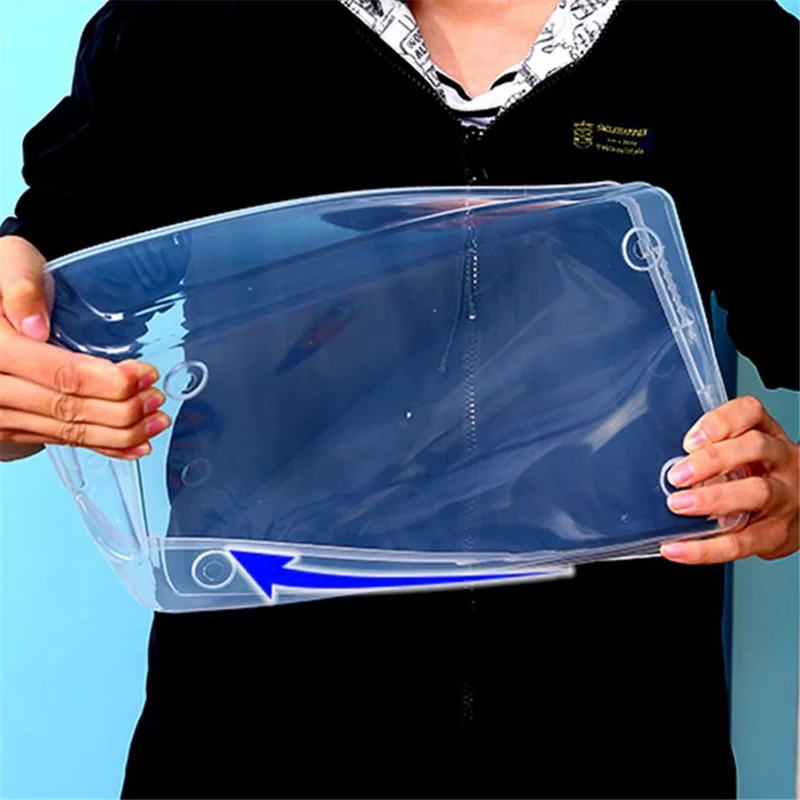 Thickened Shoe Organizer Transparent Plastic Shoe Storage Box for Home Closet Shelf, Size: S - Blue