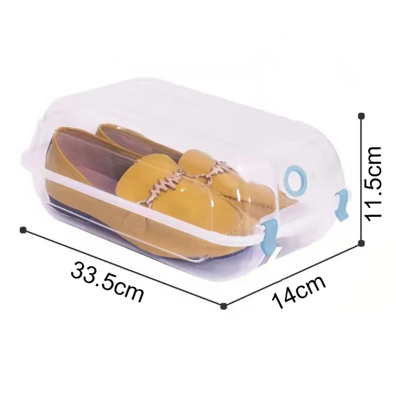 Thickened Shoe Organizer Transparent Plastic Shoe Storage Box for Home Closet Shelf, Size: S - Blue