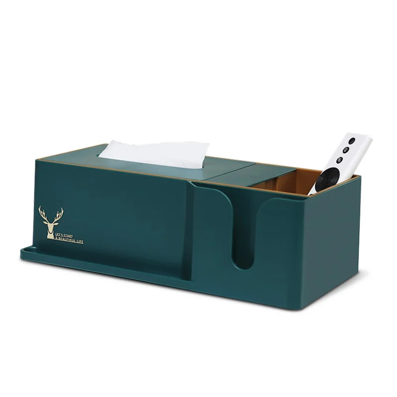 Light Luxury Style Tissue Box Cover Plastic Tissue Box Facial Tissue Holder Case for Home Bedroom Office - Green