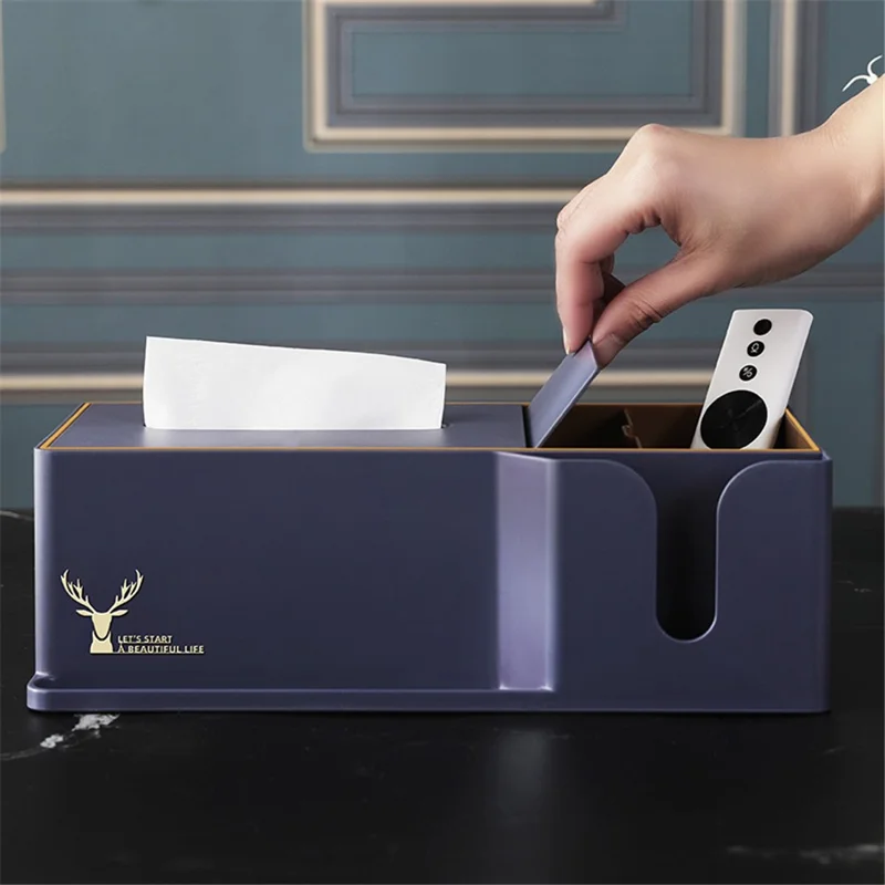 Light Luxury Style Tissue Box Cover Plastic Tissue Box Facial Tissue Holder Case for Home Bedroom Office - Green