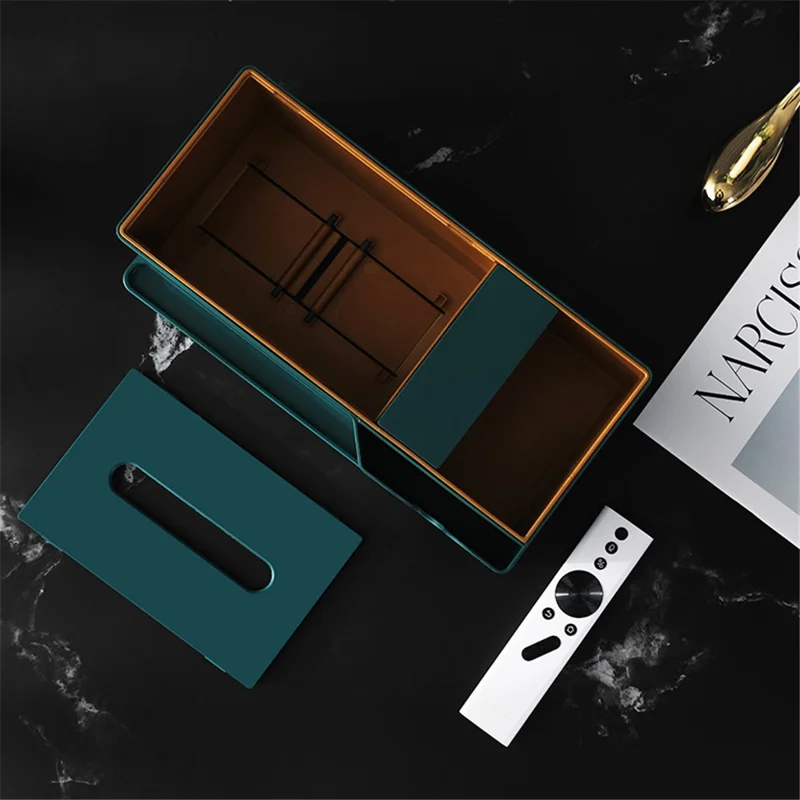 Light Luxury Style Tissue Box Cover Plastic Tissue Box Facial Tissue Holder Case for Home Bedroom Office - Green