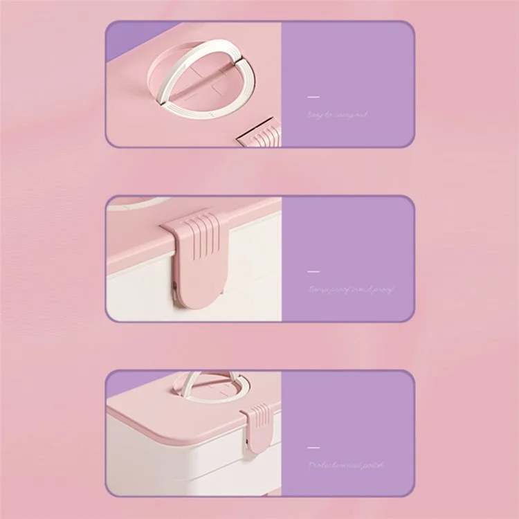 Desktop PP+ABS Makeup Organizer Cosmetic Storage Box Rack Display Case for Home Bedroom - Pink