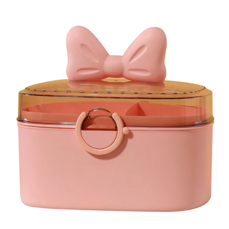 Home PP+ABS Medicine Storage Box Dual-Layer Pill Organization Case Vitamins Medications Organizer - Pink